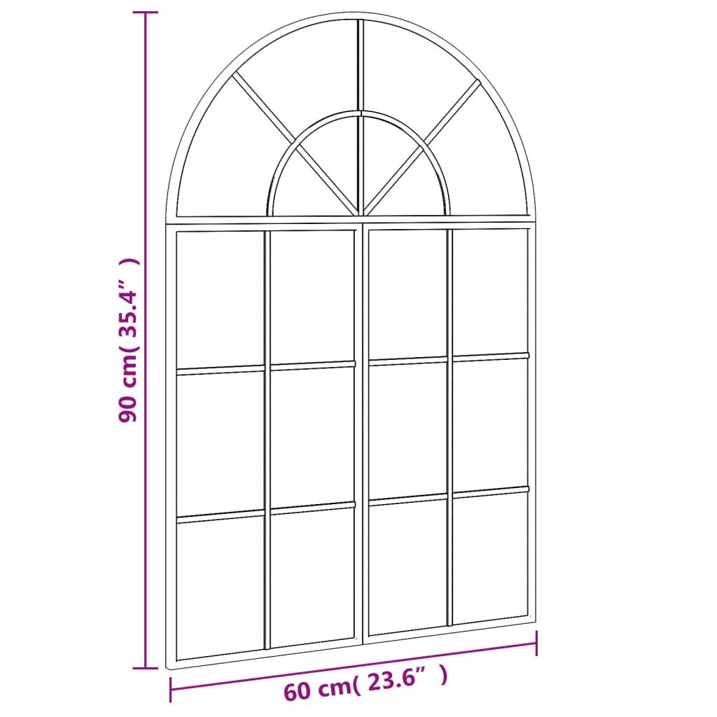 vidaXL Καθρέφτης Τοίχου Αψίδα Μαύρος 60 x 90 εκ. από Σίδερο