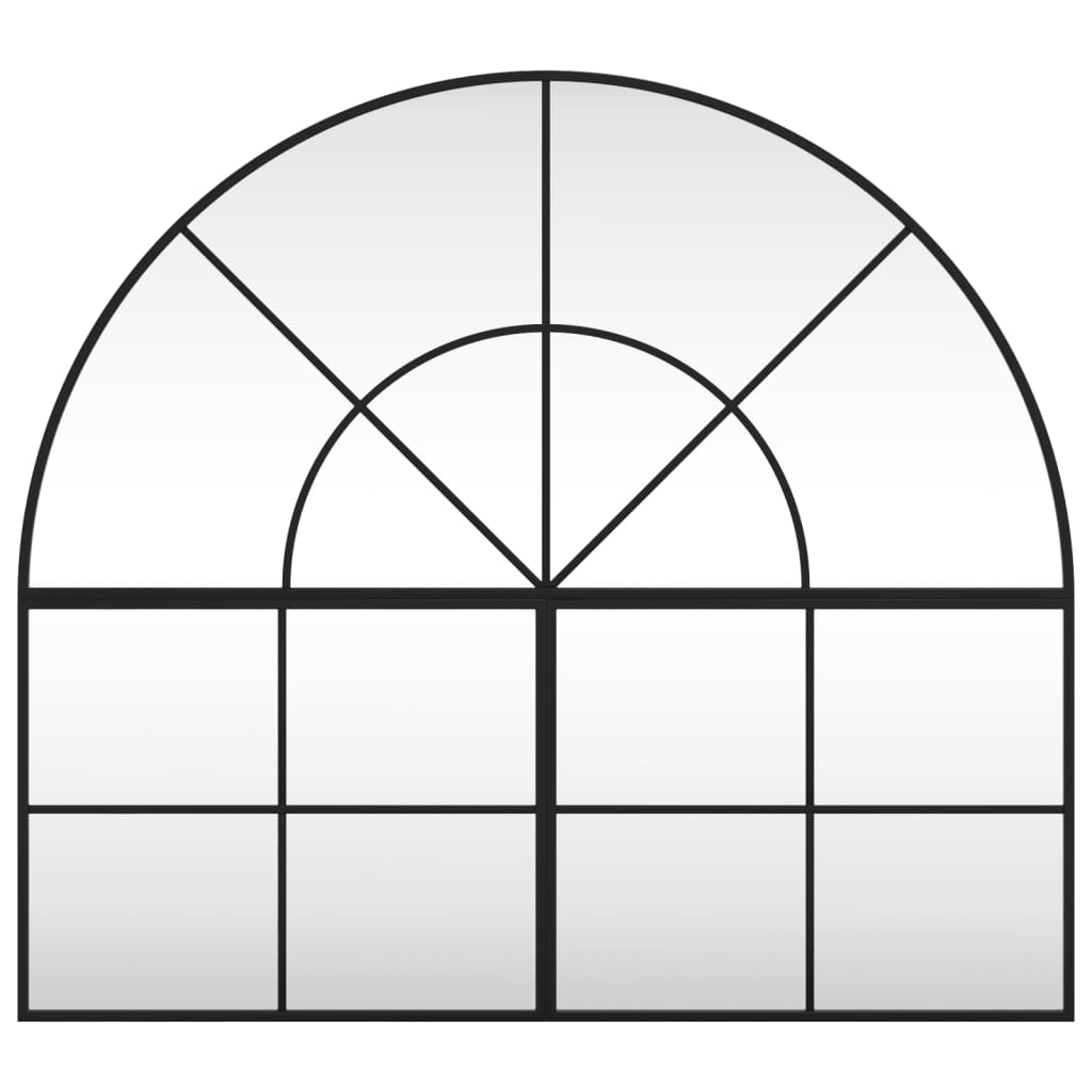 vidaXL Καθρέφτης Τοίχου Αψίδα Μαύρος 100 x 90 εκ. από Σίδερο