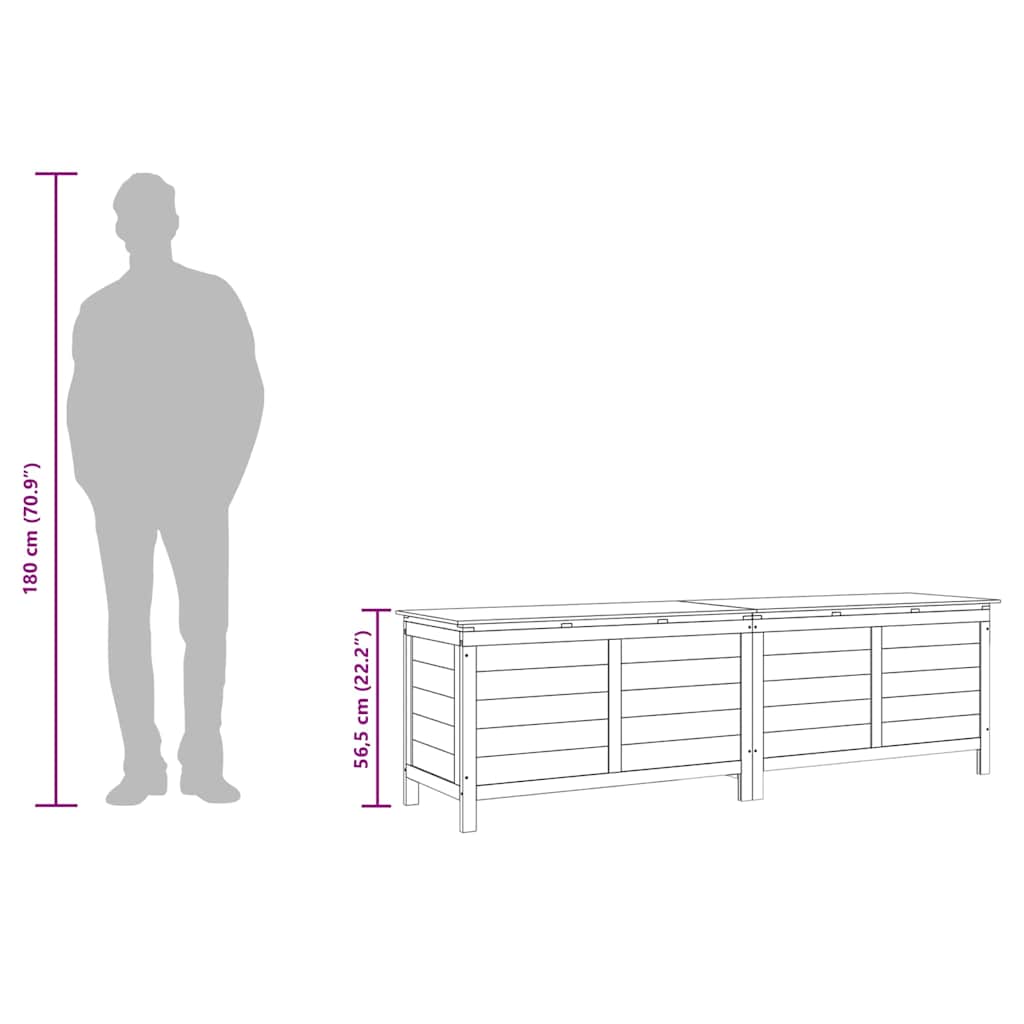 vidaXL Μπαούλο Αποθ. Κήπου Καφέ 198,5x50x56,5εκ Μασίφ Ξύλο Ελάτης