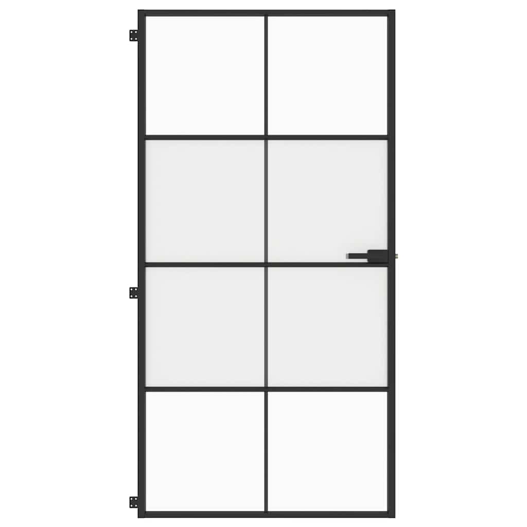 vidaXL Εσωτερική Πόρτα Μαύρη 102,5x201,5 εκ. Ψημένο Γυαλί & Αλουμίνιο