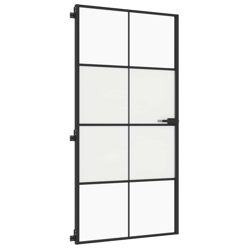 vidaXL Εσωτερική Πόρτα Μαύρη 102,5x201,5 εκ. Ψημένο Γυαλί & Αλουμίνιο