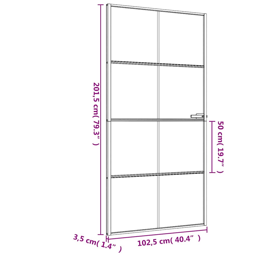 vidaXL Εσωτερική Πόρτα Μαύρη 102,5x201,5 εκ. Ψημένο Γυαλί & Αλουμίνιο