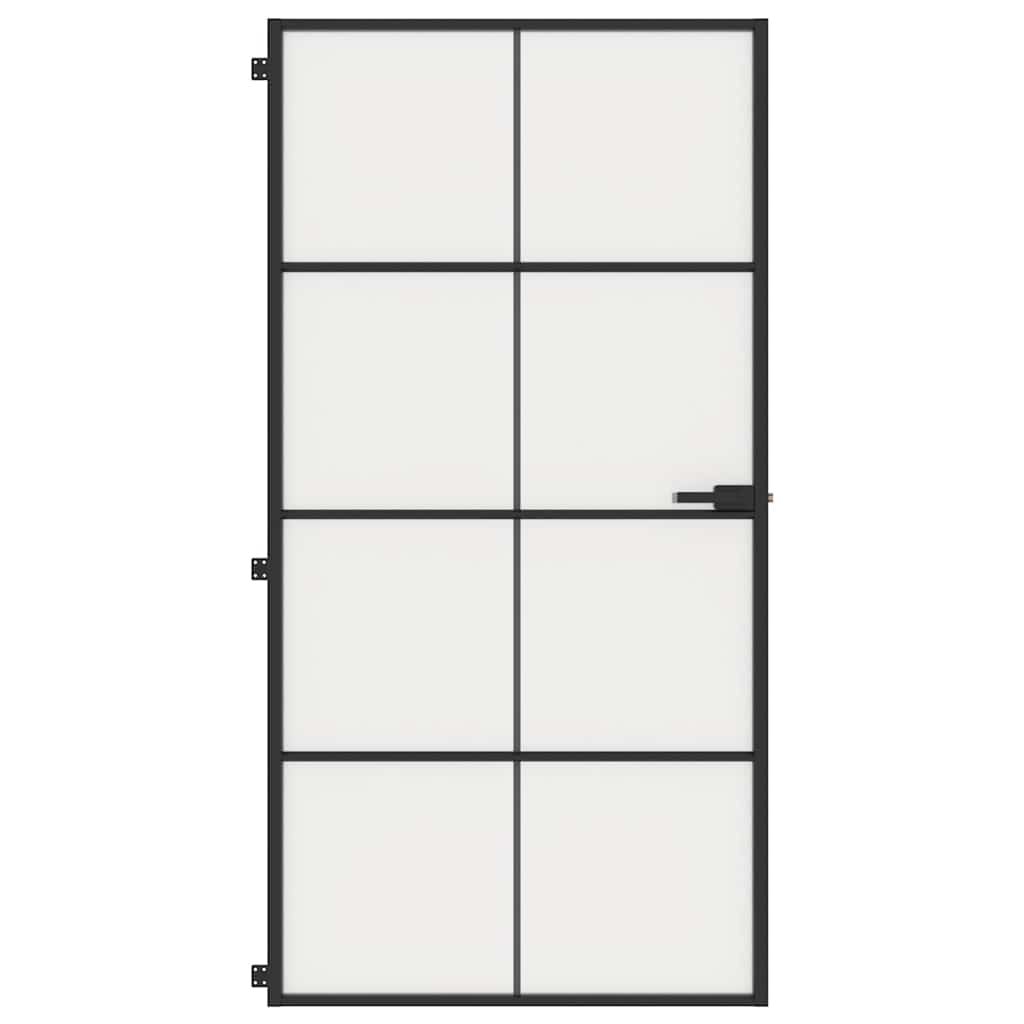 vidaXL Εσωτερική Πόρτα Μαύρη 102,5x201,5 εκ. Ψημένο Γυαλί & Αλουμίνιο