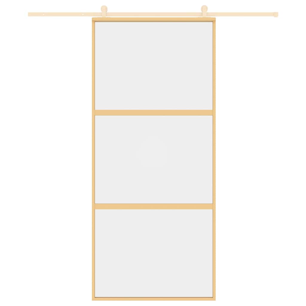 vidaXL Συρόμενη Πόρτα Χρυσή 90 x 205 εκ. από Γυαλί ESG και Αλουμίνιο