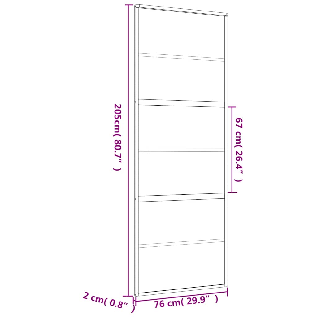 vidaXL Συρόμενη Πόρτα Χρυσή 76x205 εκ. από Αμμοβολή ESG και Αλουμίνιο