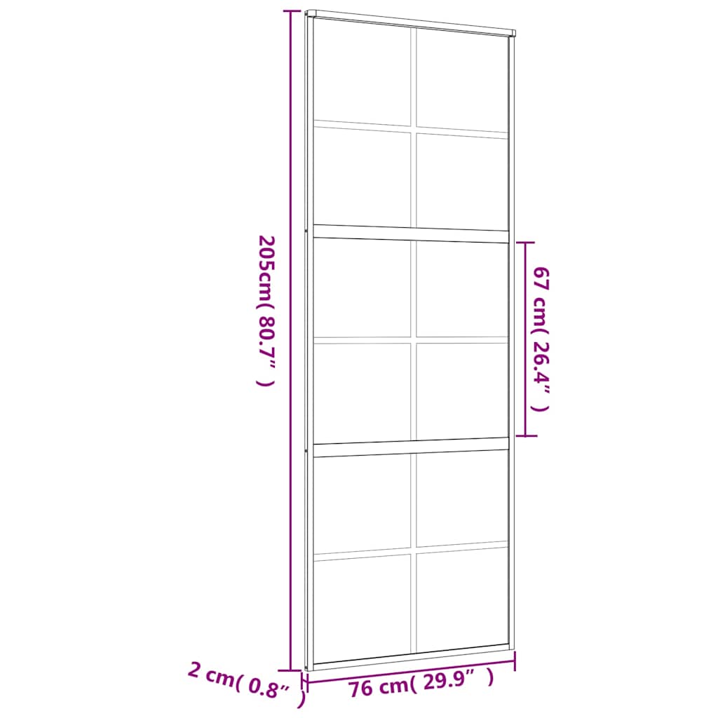 vidaXL Συρόμενη Πόρτα Χρυσή 76 x 205 εκ. από Γυαλί ESG και Αλουμίνιο