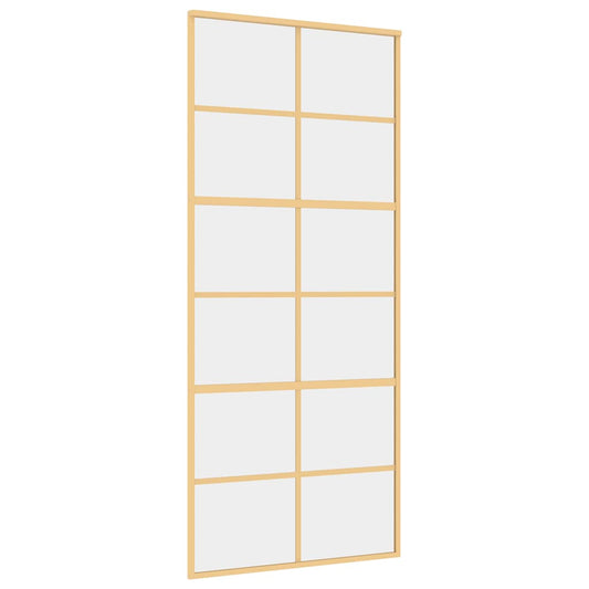 vidaXL Συρόμενη Πόρτα Χρυσή 90 x 205 εκ. από Γυαλί ESG και Αλουμίνιο