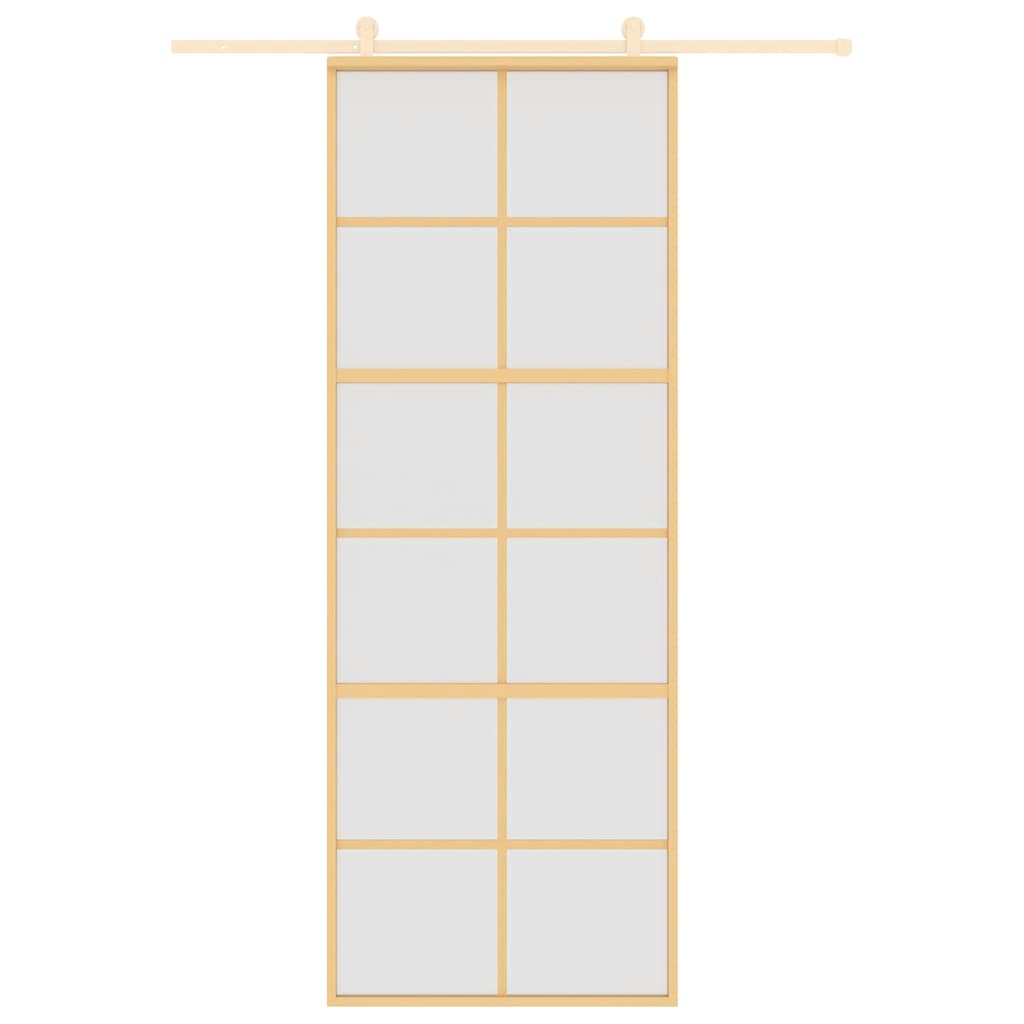 vidaXL Συρόμενη Πόρτα Χρυσή 76x205 εκ. από Αμμοβολή ESG και Αλουμίνιο