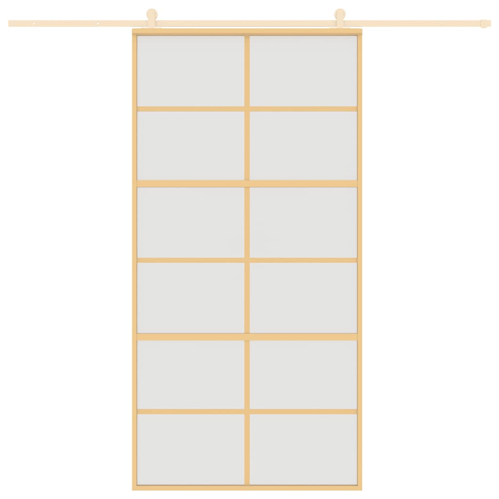 vidaXL Συρόμενη Πόρτα Χρυσή 102,5x205 εκ. Αμμοβολή ESG Γυαλί/Αλουμίνιο