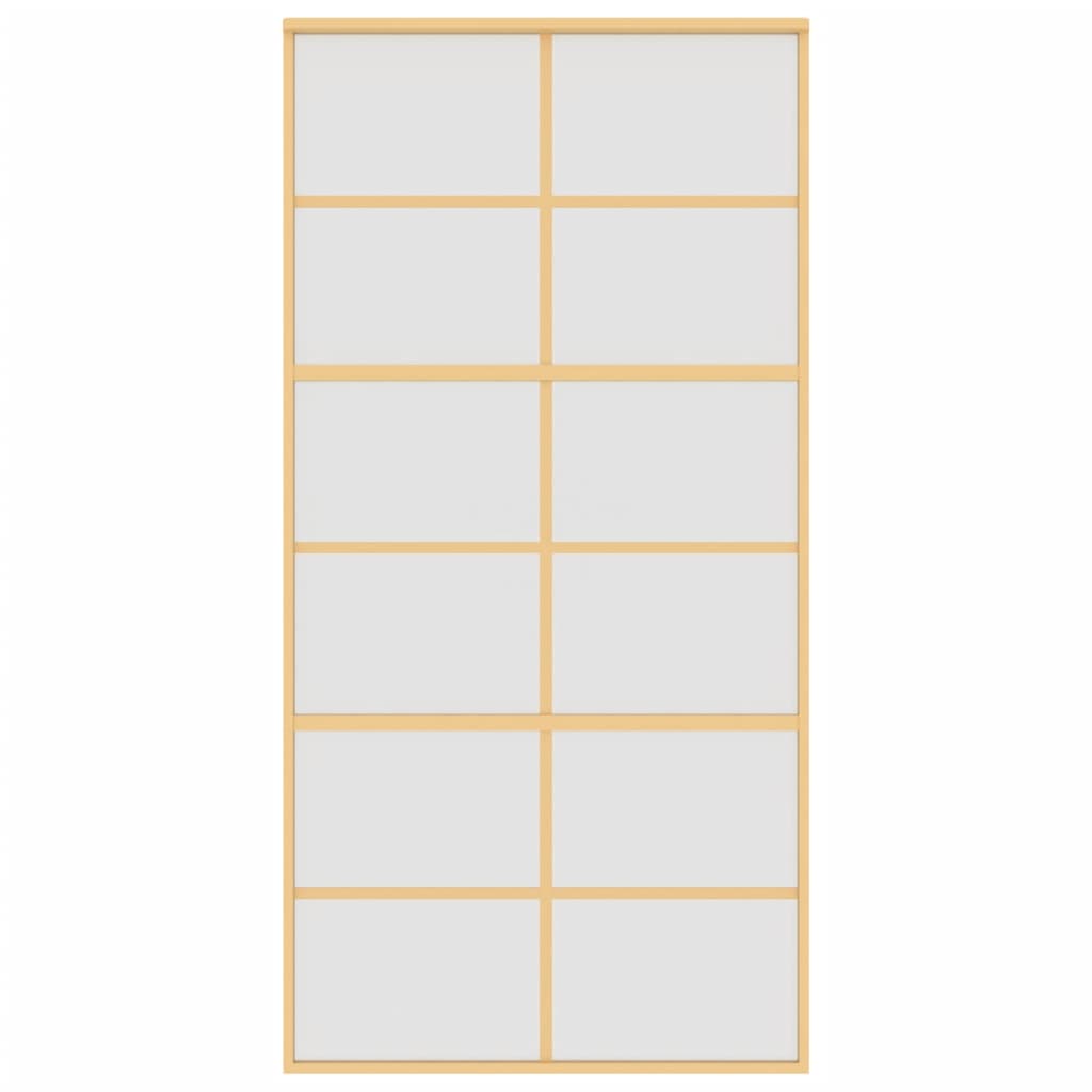 vidaXL Συρόμενη Πόρτα Χρυσή 102,5x205 εκ. Αμμοβολή ESG Γυαλί/Αλουμίνιο