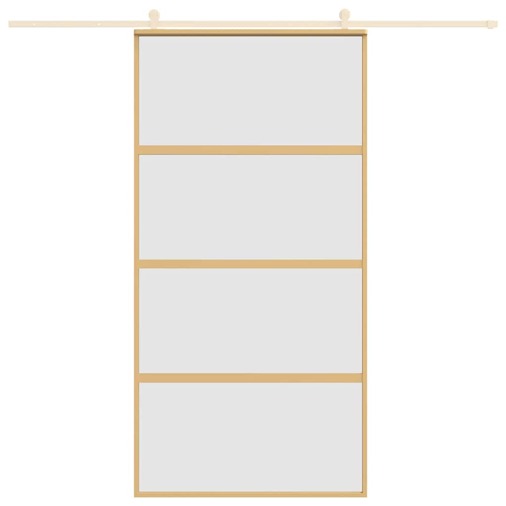 vidaXL Συρόμενη Πόρτα Χρυσή 102,5x205 εκ. Αμμοβολή ESG Γυαλί/Αλουμίνιο