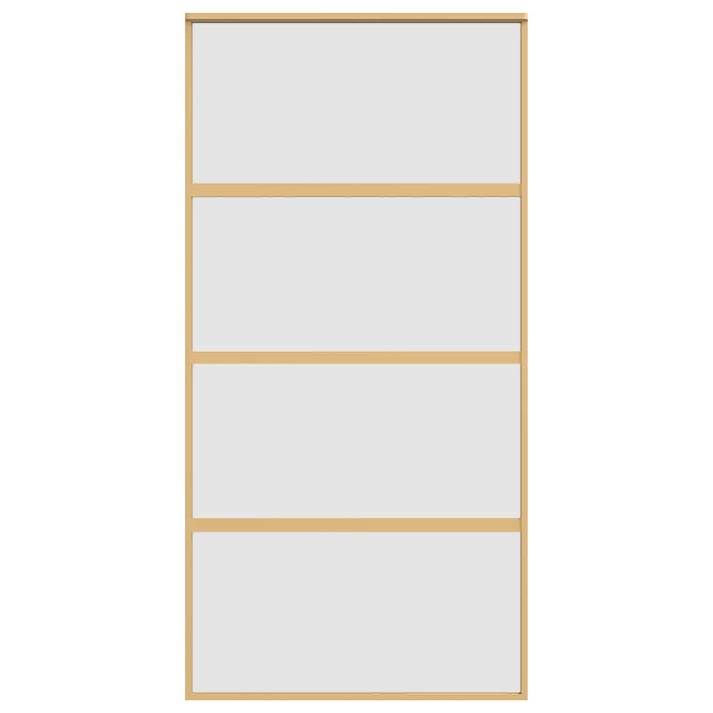 vidaXL Συρόμενη Πόρτα Χρυσή 102,5x205 εκ. Αμμοβολή ESG Γυαλί/Αλουμίνιο