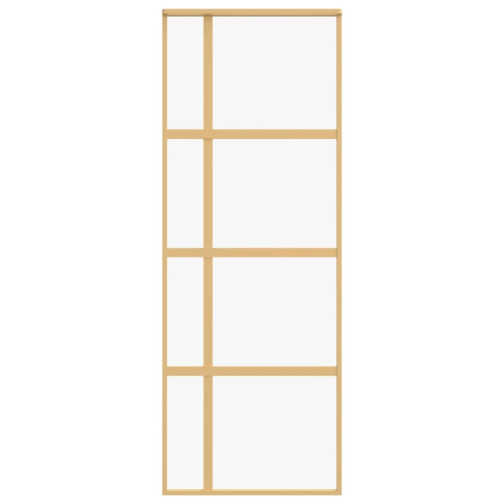 vidaXL Συρόμενη Πόρτα Χρυσή 76 x 205 εκ. από Γυαλί ESG και Αλουμίνιο