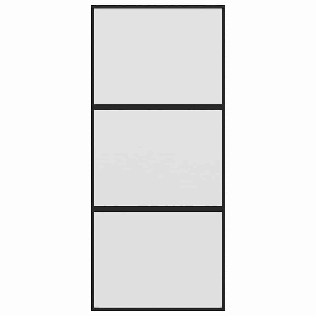vidaXL Συρόμενη Πόρτα Μαύρη 90 x 205 εκ. από Ψημένο Γυαλί & Αλουμίνιο