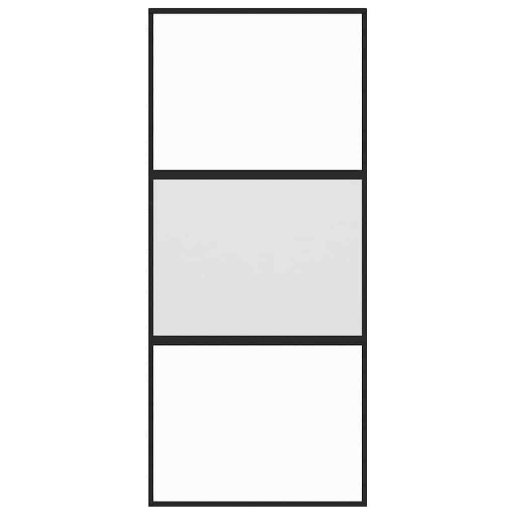 vidaXL Συρόμενη Πόρτα Μαύρη 90 x 205 εκ. από Ψημένο Γυαλί & Αλουμίνιο