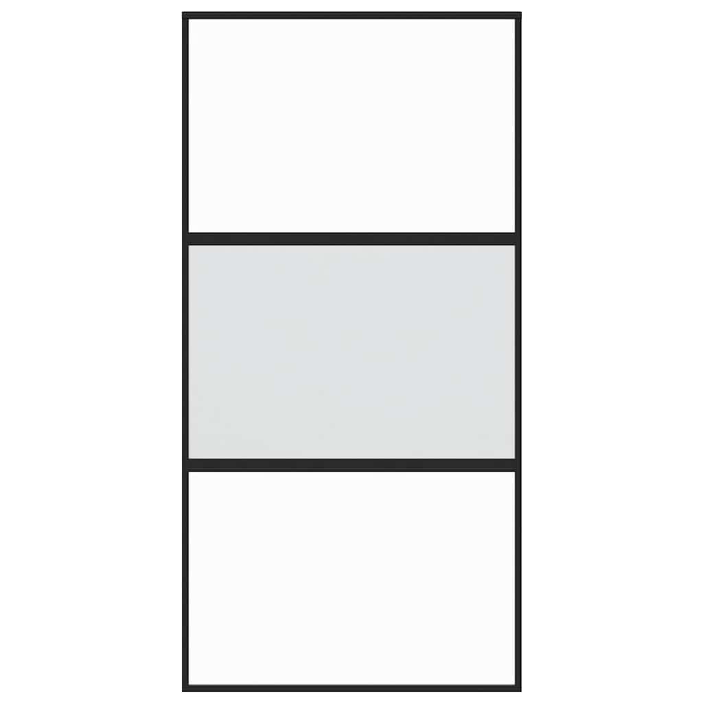 vidaXL Συρόμενη Πόρτα Μαύρη 102,5 x 205 εκ. από Ψημένο Γυαλί/Αλουμίνιο