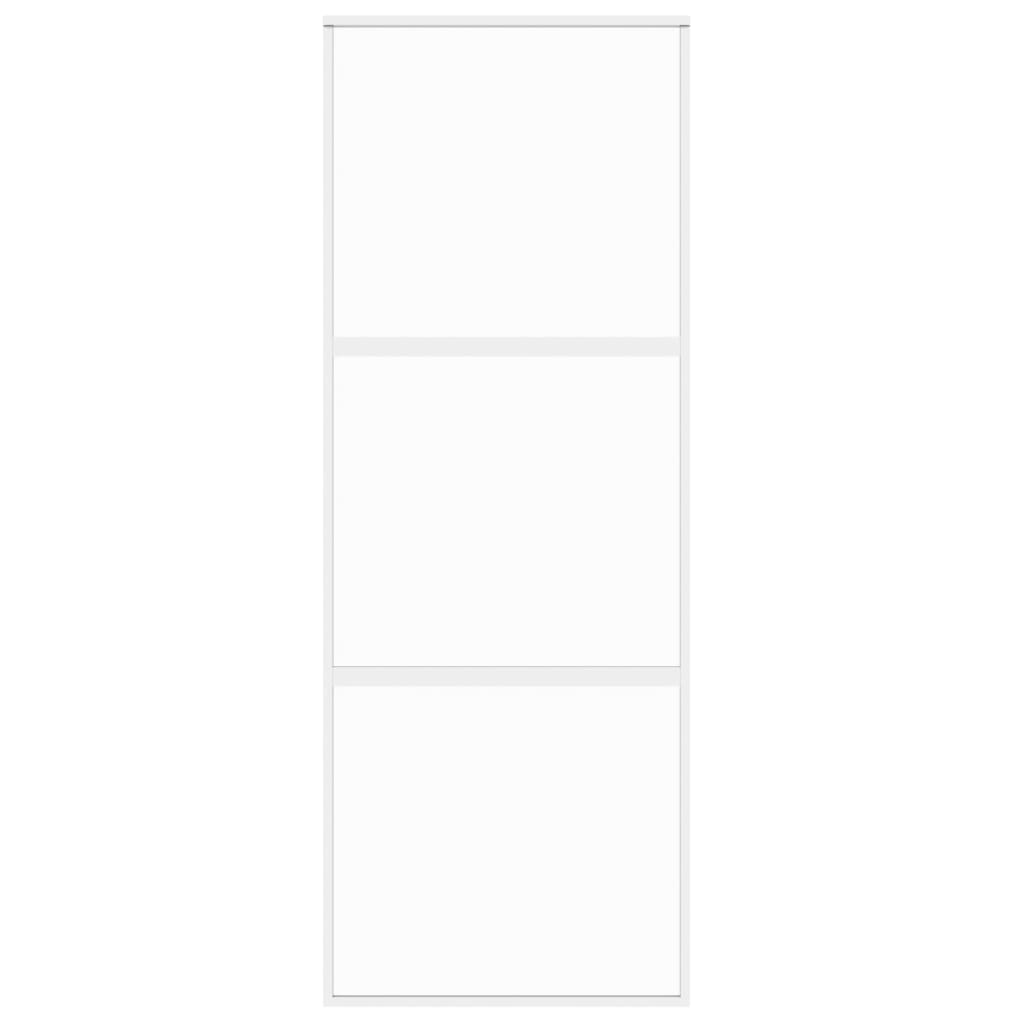 vidaXL Συρόμενη Πόρτα Λευκή 76 x 205 εκ. από Ψημένο Γυαλί / Αλουμίνιο