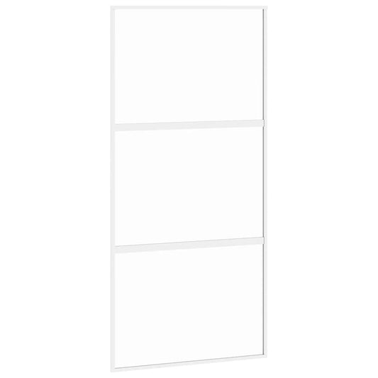 vidaXL Συρόμενη Πόρτα Λευκή 102,5 x 205 εκ. από Ψημένο Γυαλί/Αλουμίνιο