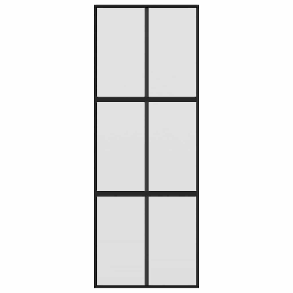 vidaXL Συρόμενη Πόρτα Μαύρη 76 x 205 εκ. από Ψημένο Γυαλί / Αλουμίνιο