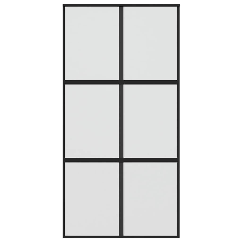 vidaXL Συρόμενη Πόρτα Μαύρη 102,5 x 205 εκ. από Ψημένο Γυαλί/Αλουμίνιο