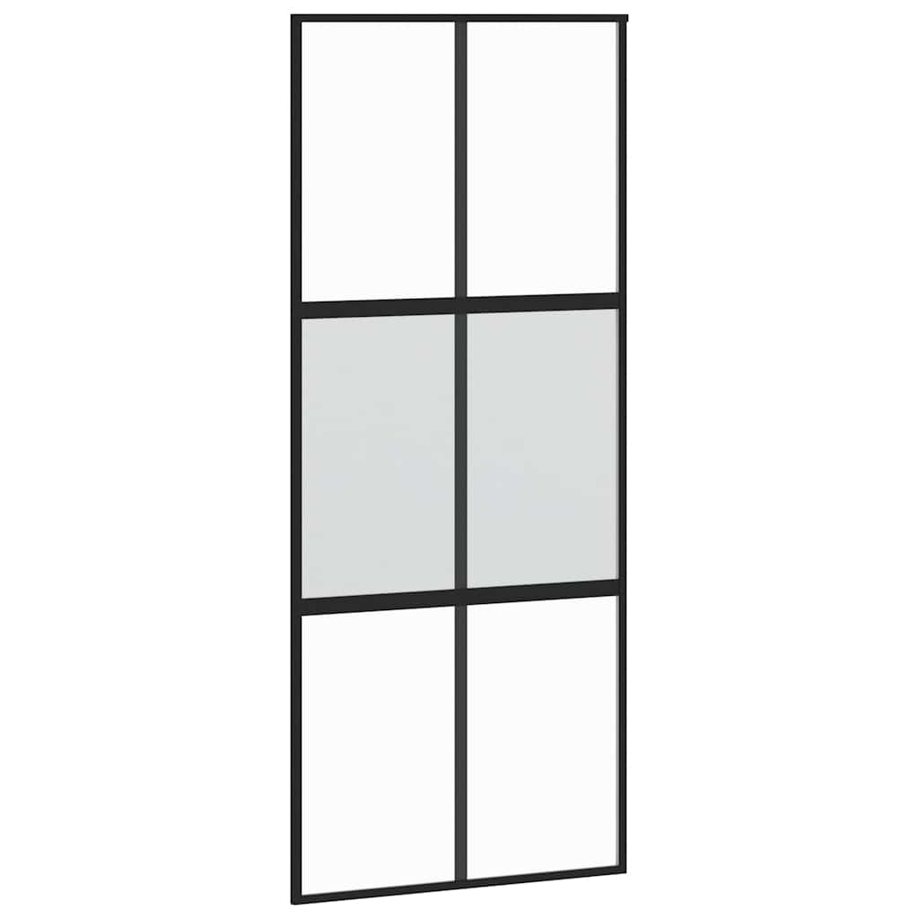 vidaXL Συρόμενη Πόρτα Μαύρη 90 x 205 εκ. από Ψημένο Γυαλί & Αλουμίνιο