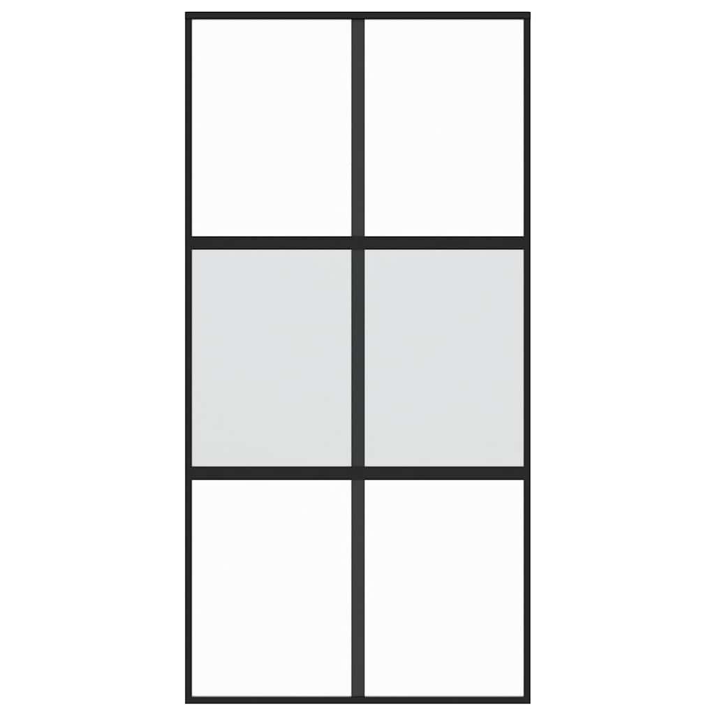 vidaXL Συρόμενη Πόρτα Μαύρη 102,5 x 205 εκ. από Ψημένο Γυαλί/Αλουμίνιο