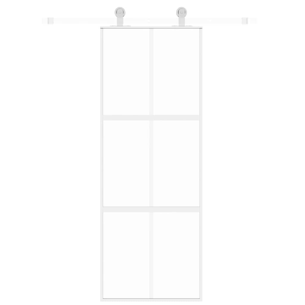vidaXL Συρόμενη Πόρτα Λευκή 76 x 205 εκ. από Ψημένο Γυαλί / Αλουμίνιο