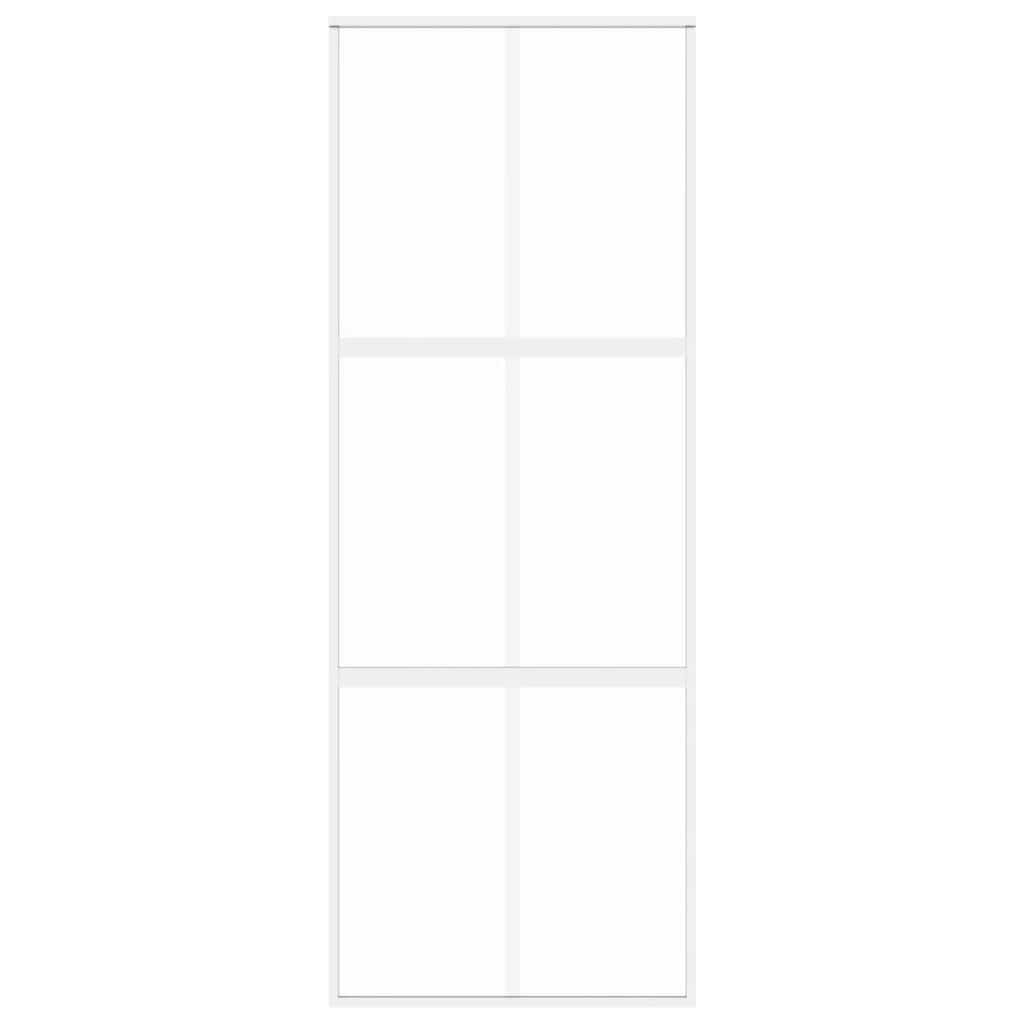 vidaXL Συρόμενη Πόρτα Λευκή 76 x 205 εκ. από Ψημένο Γυαλί / Αλουμίνιο