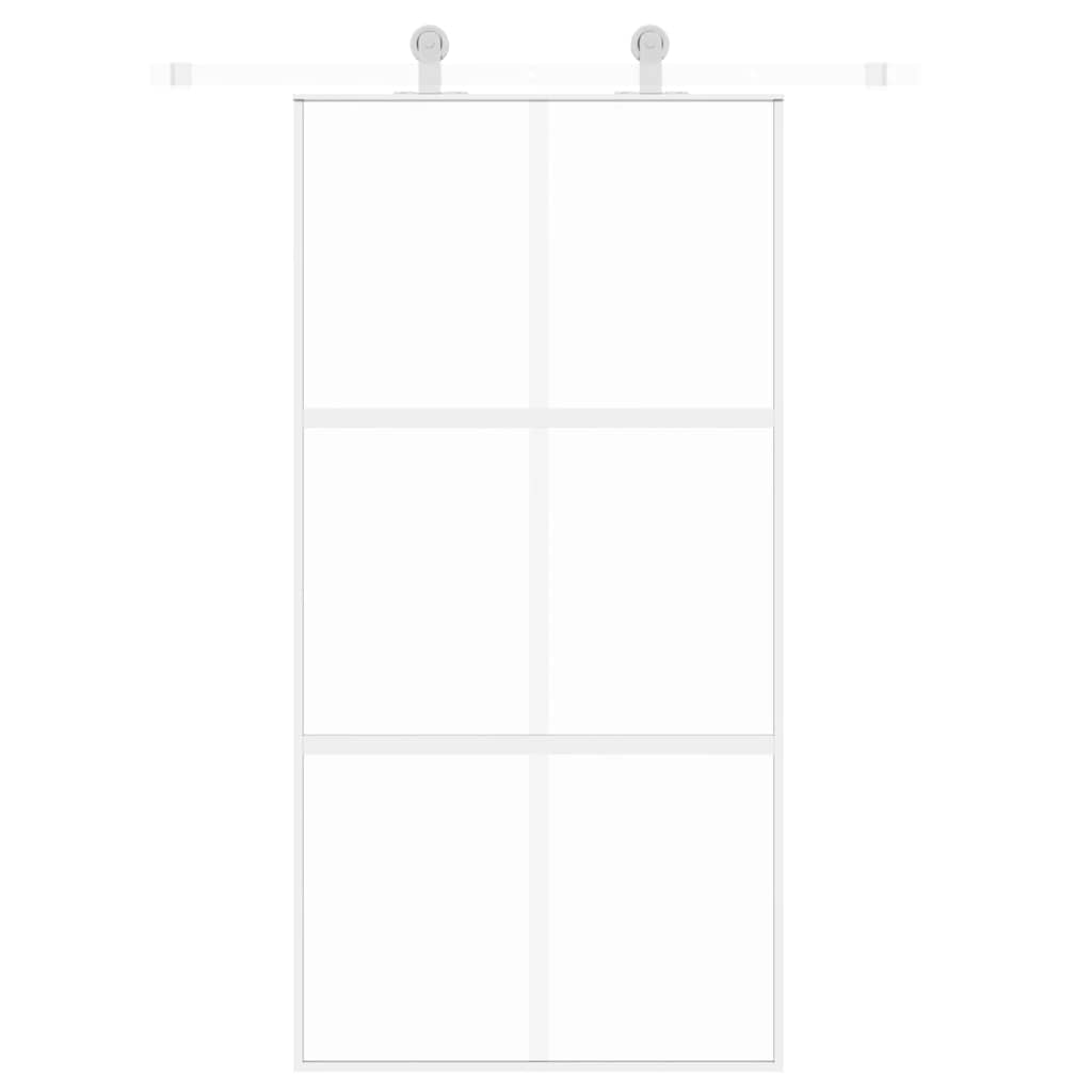 vidaXL Συρόμενη Πόρτα Λευκή 102,5 x 205 εκ. από Ψημένο Γυαλί/Αλουμίνιο