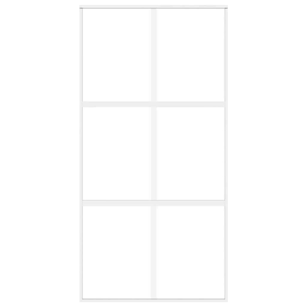 vidaXL Συρόμενη Πόρτα Λευκή 102,5 x 205 εκ. από Ψημένο Γυαλί/Αλουμίνιο
