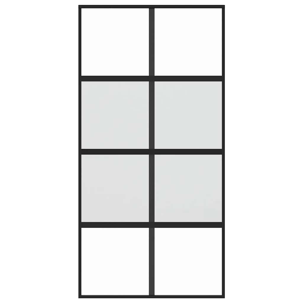 vidaXL Συρόμενη Πόρτα Μαύρη 102,5 x 205 εκ. από Ψημένο Γυαλί/Αλουμίνιο