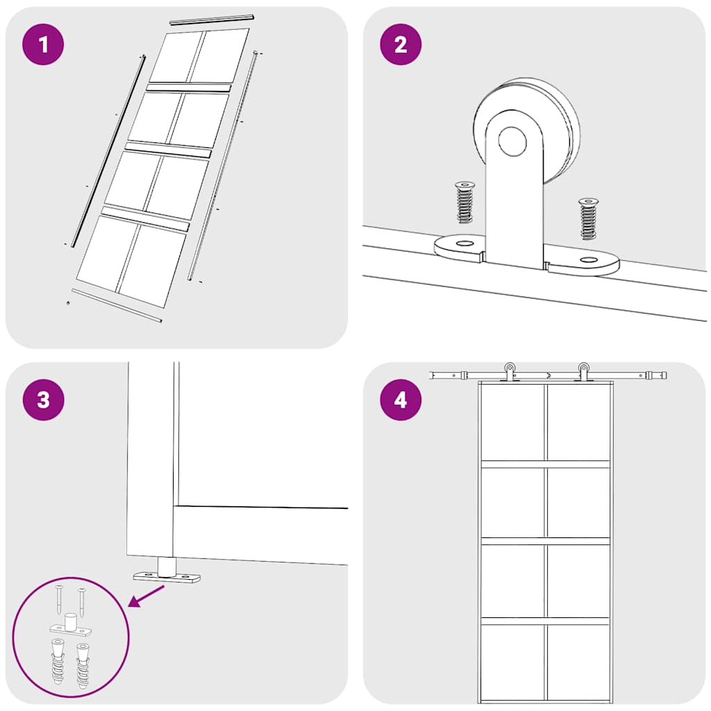 vidaXL Συρόμενη Πόρτα Μαύρη 90 x 205 εκ. από Ψημένο Γυαλί & Αλουμίνιο