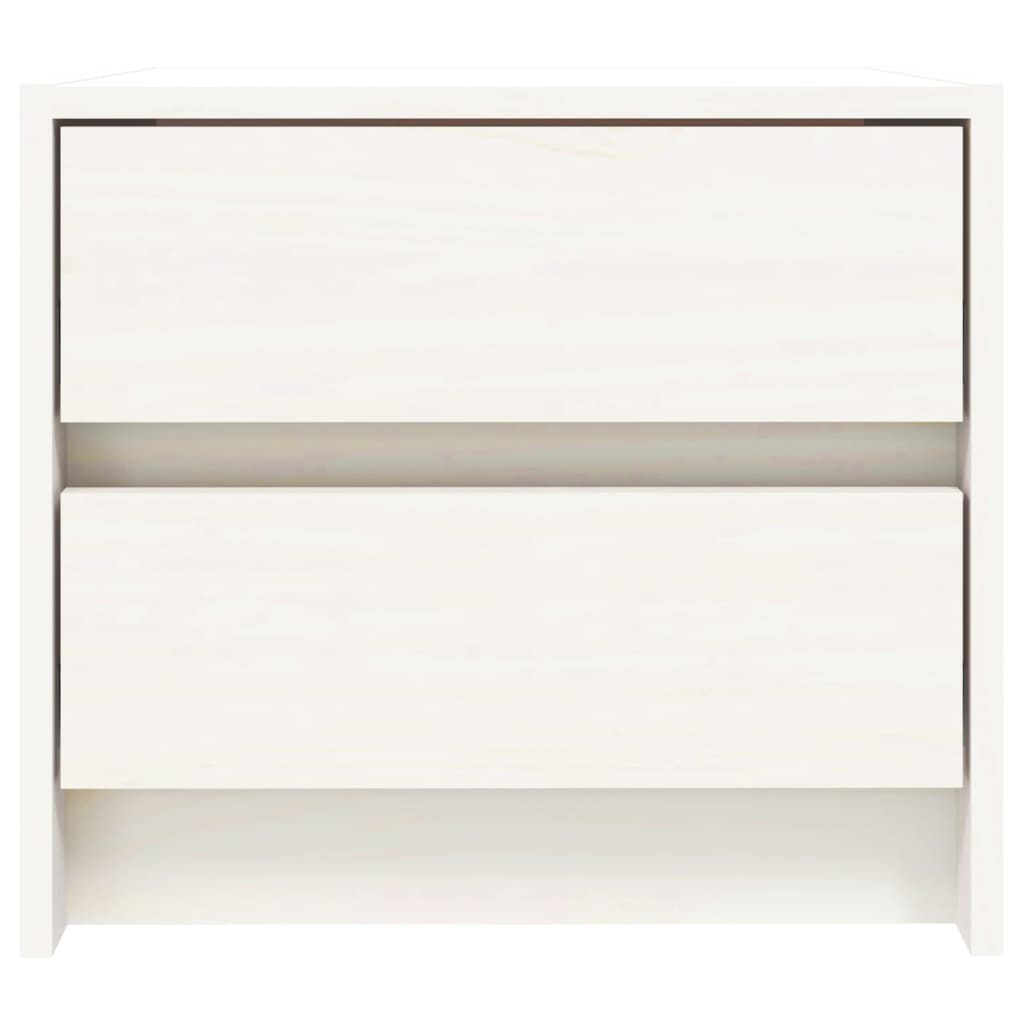 vidaXL Κομοδίνα 2 τεμ. Λευκά 40 x 31 x 35,5 εκ. από Μασίφ Ξύλο Πεύκου