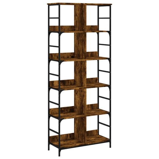 vidaXL Βιβλιοθήκη Καπνιστή Δρυς 78,5x33x188,5 εκ. Επεξεργασμένο Ξύλο