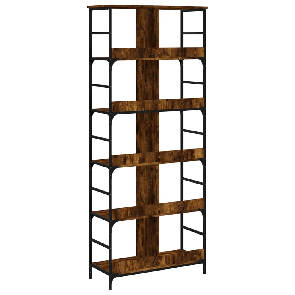 vidaXL Βιβλιοθήκη Καπνιστή Δρυς 78,5x33x188,5 εκ. Επεξεργασμένο Ξύλο
