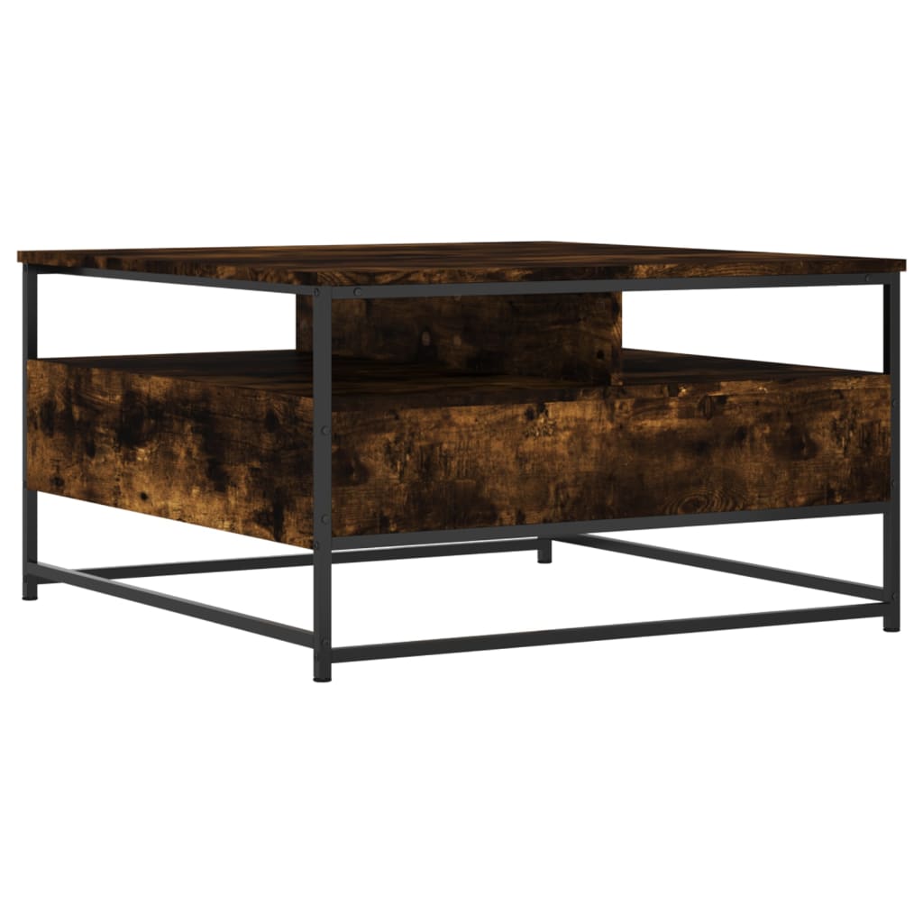 vidaXL Τραπεζάκι Σαλονιού Καπνιστή Δρυς 80 x 80 x 45 εκ. Επεξεργ. Ξύλο