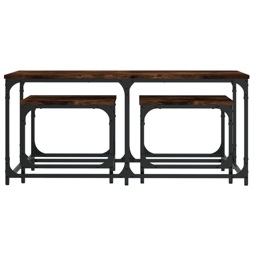 vidaXL Τραπεζάκια Ζιγκόν 3 τεμ. Καπνιστή Δρυς από Επεξεργασμένο Ξύλο