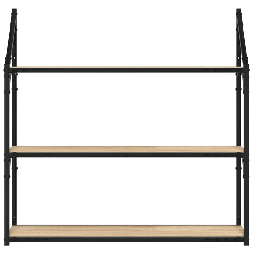 vidaXL Ραφιέρα Τοίχου με 3 Ράφια Sonoma Δρυς Επεξεργ. Ξύλο