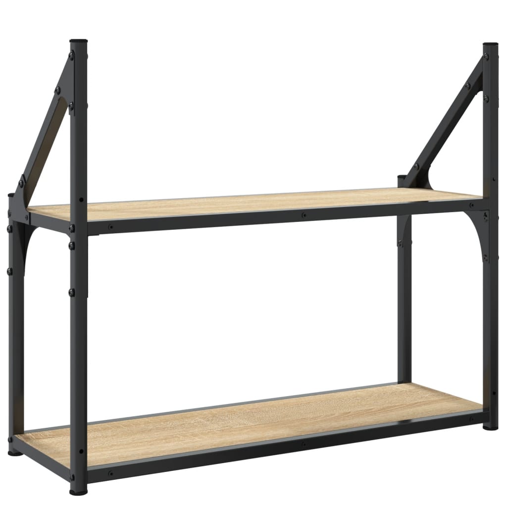 vidaXL Ράφι Τοίχου 2 Επιπέδων από Ξύλο Sonoma Δρυς 60x21x51 εκ. από Τεχνητό Ξύλο