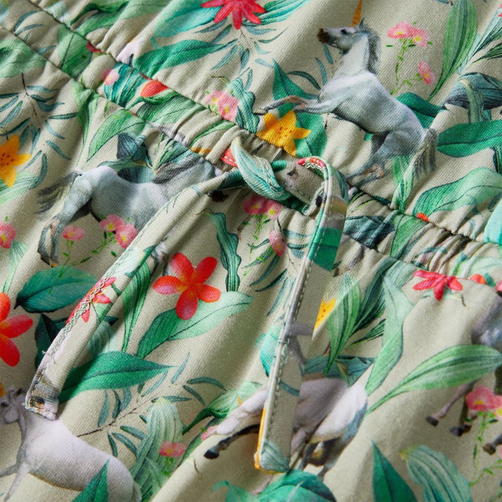 Φόρεμα Παιδικό Κυματιστά Μανίκια Ανοιχτό Χακί 140