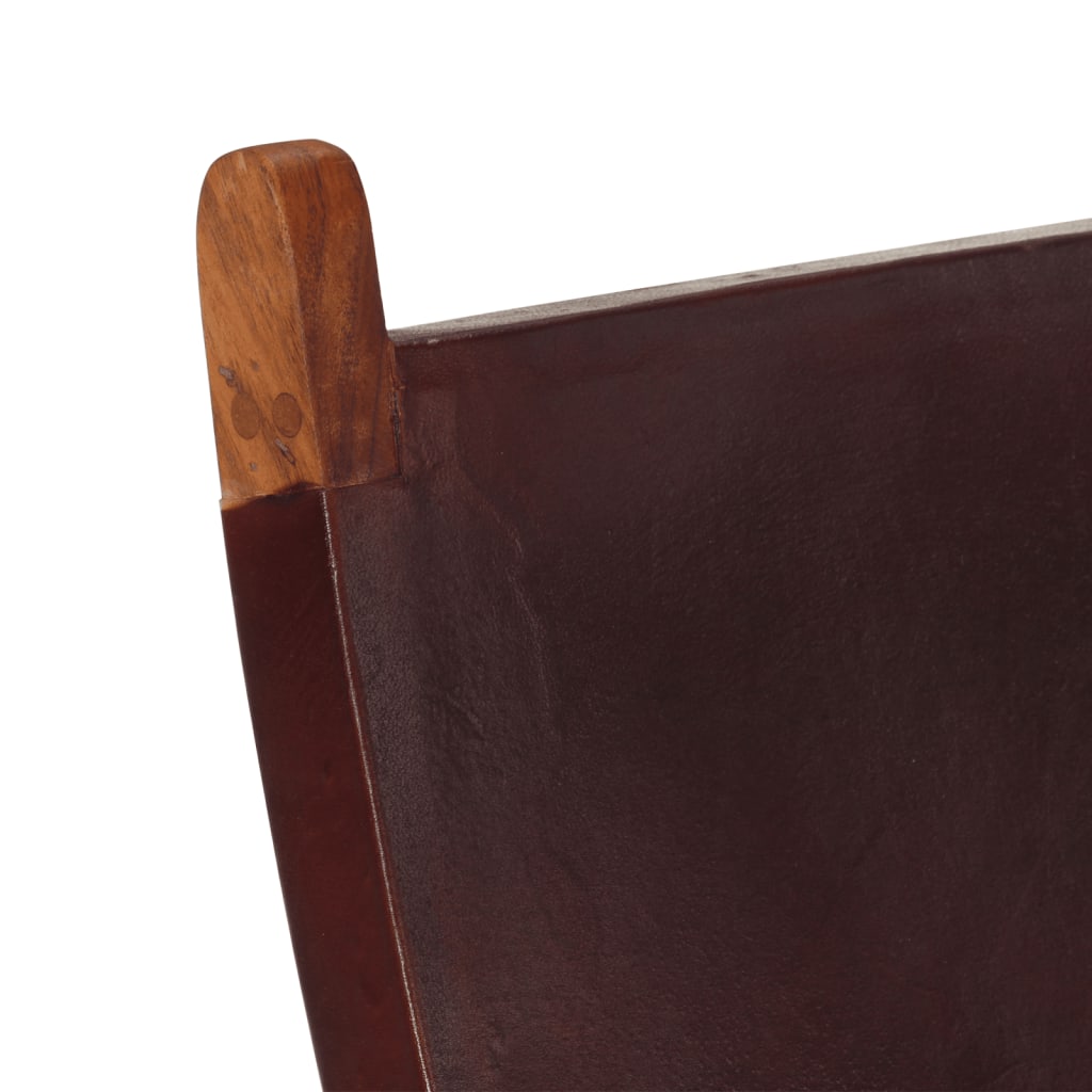 vidaXL Πολυθρόνα Relax Πτυσσόμενη Σκούρο Καφέ από Γνήσιο Δέρμα