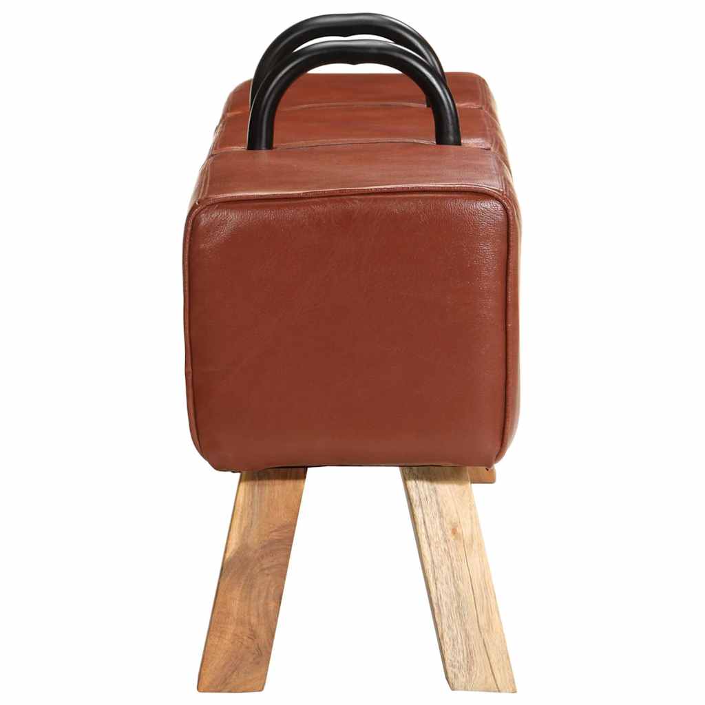 vidaXL Πάγκος Γυμναστικής Καφέ 110 εκ. από Γνήσιο Δέρμα