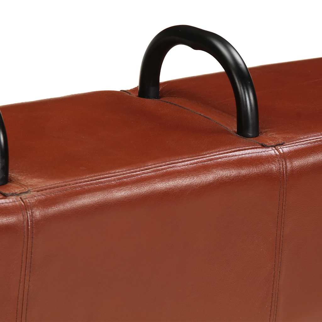 vidaXL Πάγκος Γυμναστικής Καφέ 110 εκ. από Γνήσιο Δέρμα