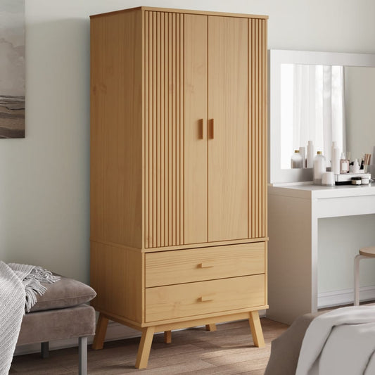 vidaXL Ντουλάπα OLDEN Καφέ 76,5 x 53 x 172 εκ. από Μασίφ Ξύλο Πεύκου