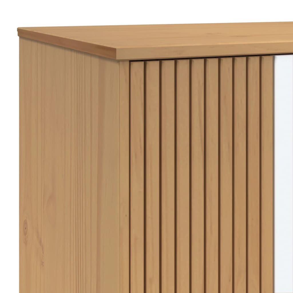 vidaXL Ντουλάπα OLDEN Λευκό & Καφέ 76,5x53x172 εκ. Μασίφ Ξύλο Πεύκου