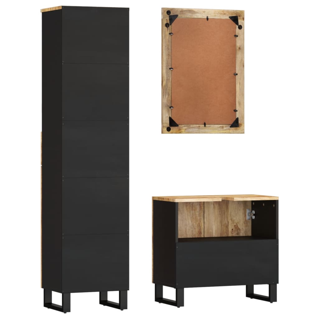 vidaXL Έπιπλα Μπάνιου Σετ 3 Τεμαχίων από Μασίφ Ξύλο Μάνγκο