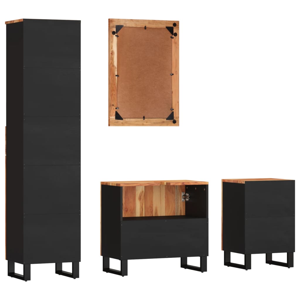 vidaXL Έπιπλα Μπάνιου Σετ 4 Τεμαχίων από Μασίφ Ξύλο Ακακίας