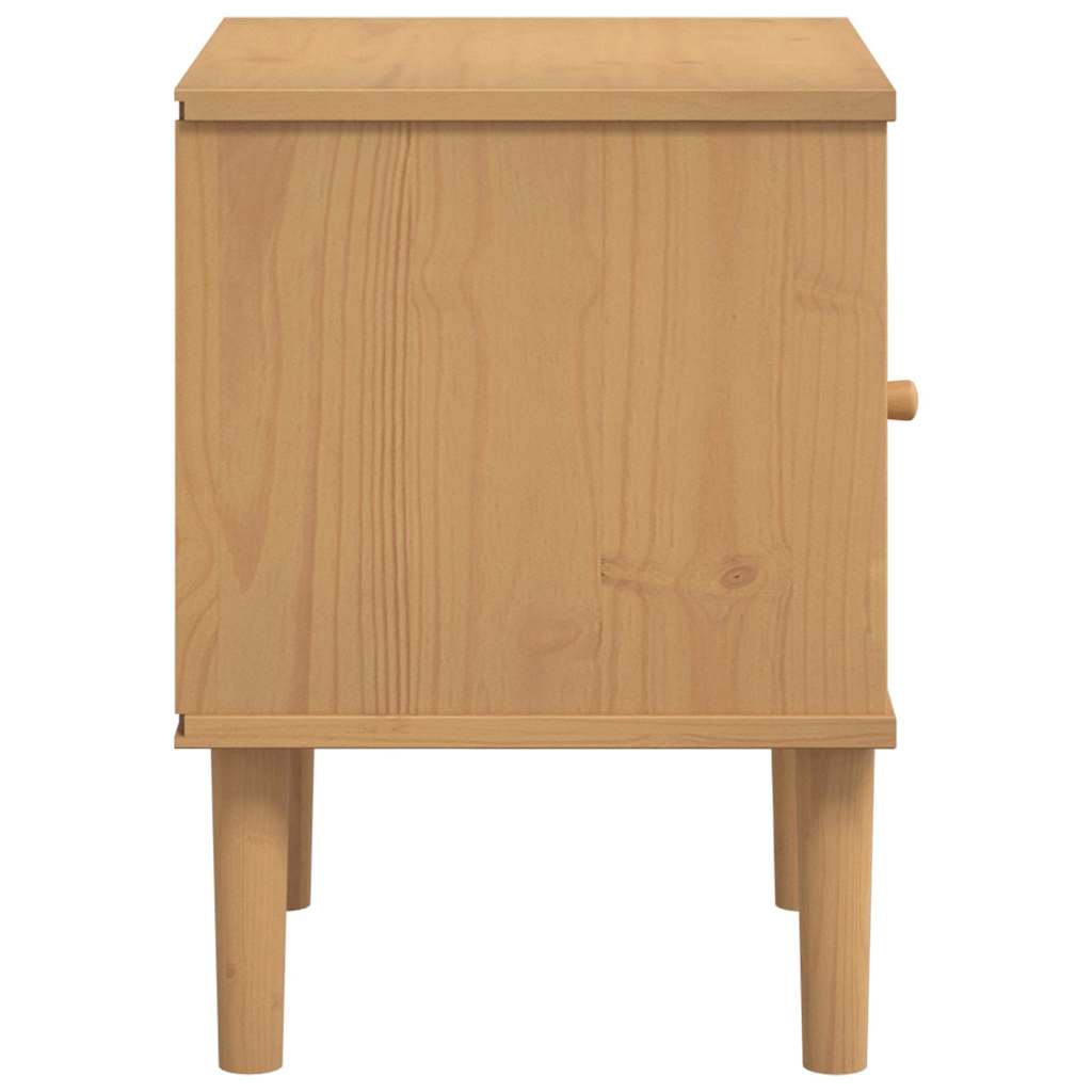vidaXL Κομοδίνο SENJA Καφέ Όψη Ρατάν 40x35x48εκ. από Μασίφ Ξύλο Πεύκου