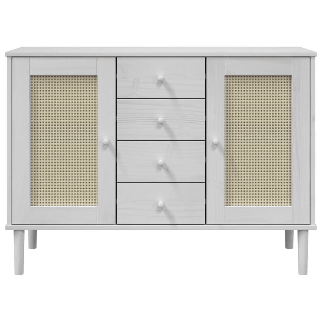 vidaXL Μπουφές SENJA Λευκό / Ρατάν 112 x 40 x 80 εκ. Μασίφ Ξύλο Πεύκου