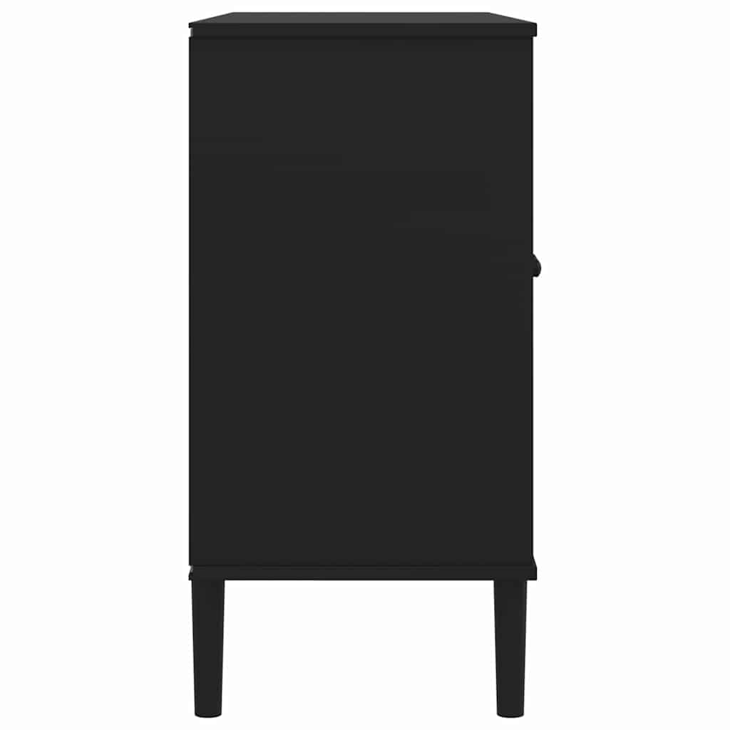 vidaXL Μπουφές SENJA Μαύρο / Ρατάν 112 x 40 x 80 εκ. Μασίφ Ξύλο Πεύκου